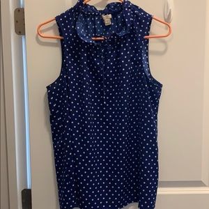 J Crew blue and white polka dot blouse size 12